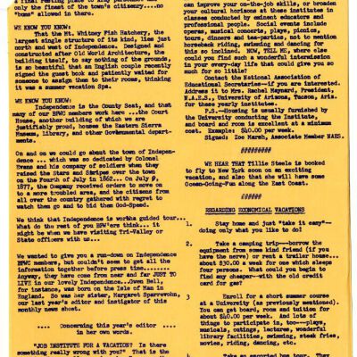 2004.14.119: Whitney Peeks newsletter, July 1959, pg. 2: Origformat: Artifact; Resolution: 150 dpi