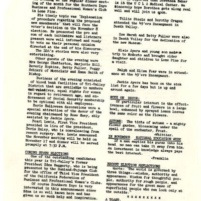 2004.14.133: Whitney Peeks Newsletter, November 17, 1960, pg. 2: Resolution: 150 dpi