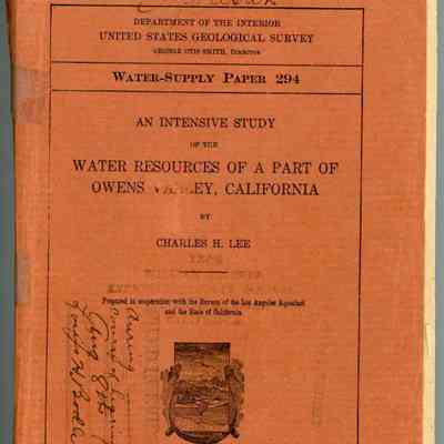 Intensive Study of the Water Resources of a Part of Owens Valley, California