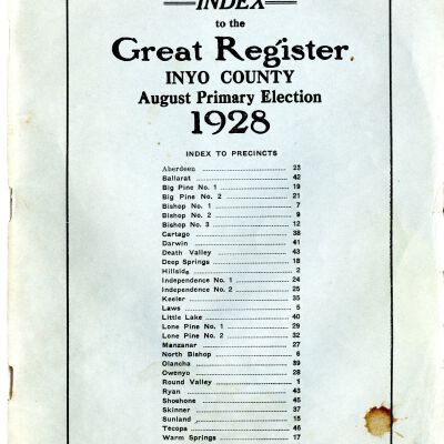 Index to the Great Register, Inyo County, August Primary Election, 1928