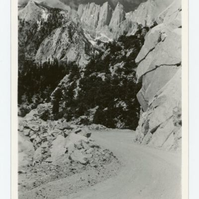 Mt. Whitney as seen from Mt. Whitney Portal Highway, Lone Pine, Calif.