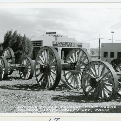Wheels of Old 20 Mule Team Borax Wagons, Death Valley Jct., Calif.