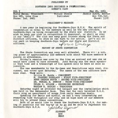 2004.14.137: Whitney Peeks Newsletter, May 25, 1961, pg. 2: Resolution: 150 dpi