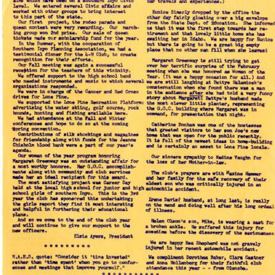 2004.14.126: Whitney Peeks newsletter, March 1960, pg. 2: Origformat: Artifact; Resolution: 150 dpi