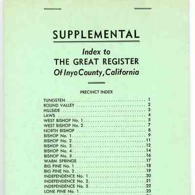 Supplemental Index to the Great Register of Inyo County, California, General Election, November 6, 1956