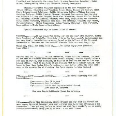 2004.14.109: Whitney Peeks newsletter, May 1958, pg. 2: Origformat: Artifact; Resolution: 150 dpi