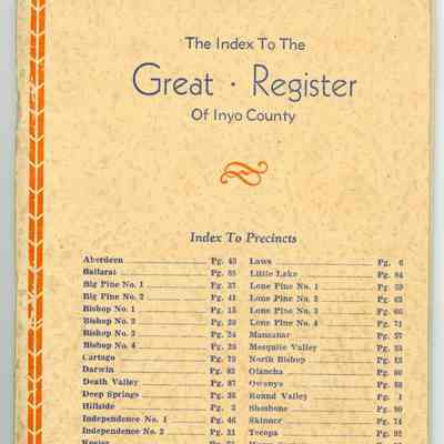 Index to the Great Register of Inyo County, General Election, November 6, 1934