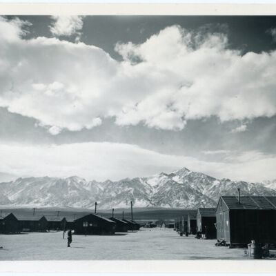 Manzanar street scene, clouds