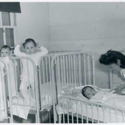 Nursery, orphan infants, Manzanar Relocation Center: Origformat: Print-Photographic; Resolution: 2400 dpi