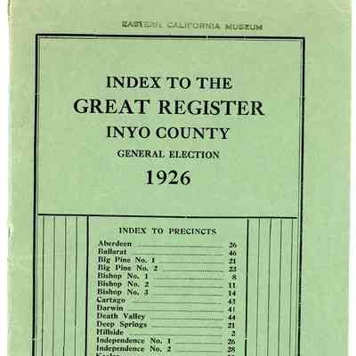 Index to the Great Register, Inyo County, General Election, 1926
