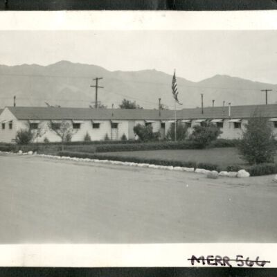 Photograph of administration building at Manzanar