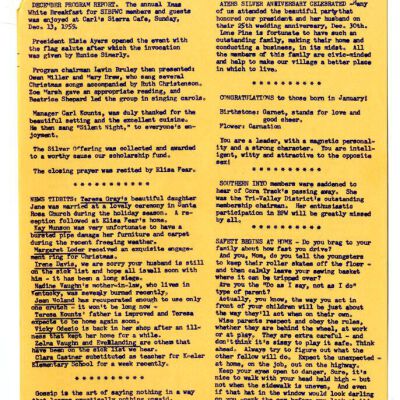 2004.14.124: Whitney Peeks newsletter, January 1960, pg. 2: Origformat: Artifact; Resolution: 150 dpi