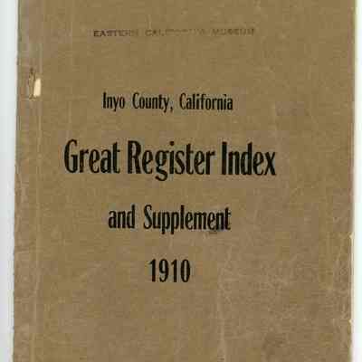 Great Register Index and Supplement, Inyo County, California, 1910
