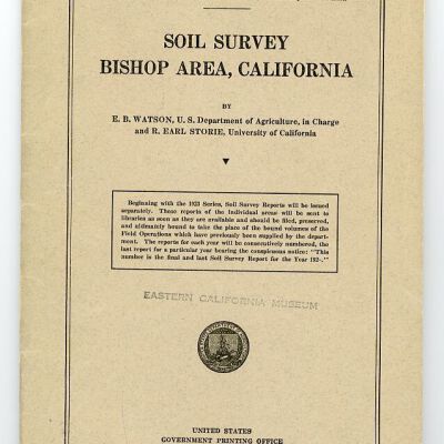 United States Department of Agriculture, Bureau of Chemistry and Soils, Series 1924, No. 3: Soil Survey of the Bishop Area, California