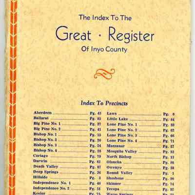 Index to the Great Register of Inyo County, General Election, Nov. 6, 1934