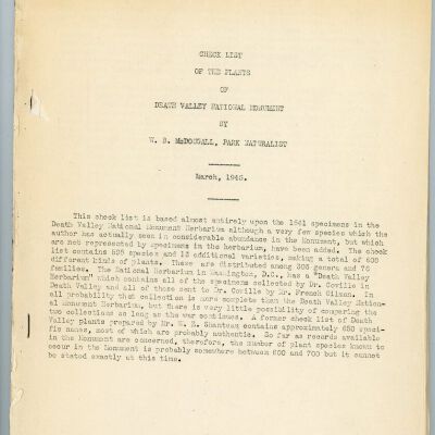 Check List of the Plants of Death Valley National Monument