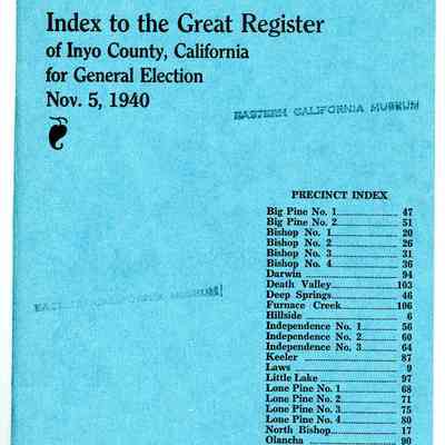 Index to the Great Register of Inyo County, California, General Election, Nov. 5, 1940