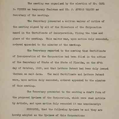 Montauk Beach Development Corporation Minute Book: First Meeting of the Board of Directors | Montauk Library Archives
