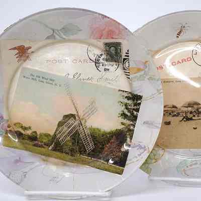 Collaged Post Card Plates