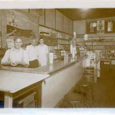 Interior of Peter Loftus' general store at the fishing village, c. 1930s