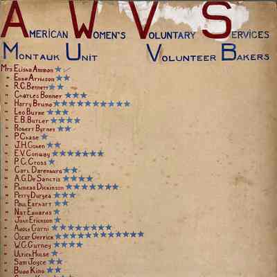 American Women's Voluntary Services Benefit Signage | Montauk Library Archives: Montauk Unit Volunteer Bakers | Montauk Library Archives