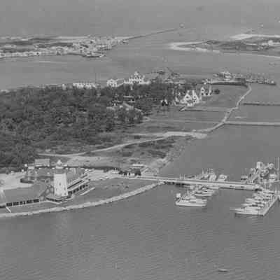 Aerial photograph of Star Island, Lake Montauk, c. 1960s.