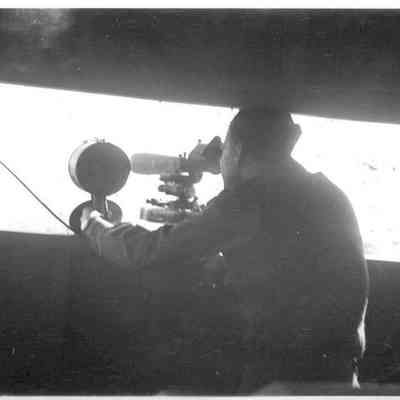 Sentry in lookout station, c. 1940s | Montauk Library Archives