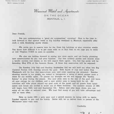 Letter from the Jarmains | Montauk Library Archives