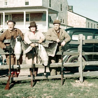 Hunters at Third House, 1940s | Harry A. Bruno Slide Collection, Montauk Library Archives