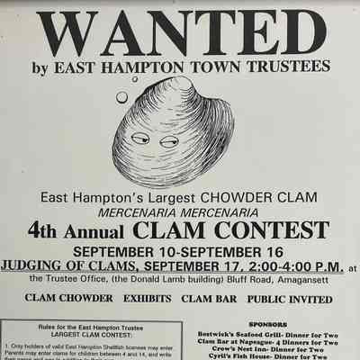 East Hampton Town Trustees 4th Annual Clam Contest Poster