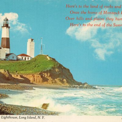 Montauk Point Lighthouse Postcard, Color Photo by Milt Price | Robert G. Lamparter Postcard Collection, Montauk Library Archives