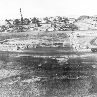 Aerial over Fishing Village, pre-1938 | Craig Scott Tuthill Collection, Montauk Library Archives