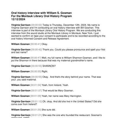 Transcript of the oral history recording