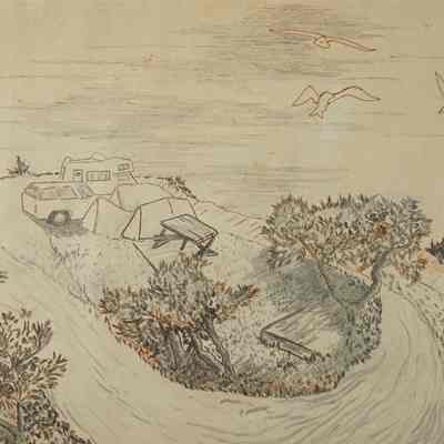 Drawing of Hither Hills Campground by Jo Verne, undated