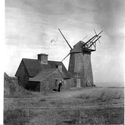 Soldier at the Lathrop Brown Windmill House, c. 1940s | Montauk Library Archives