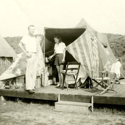 Camping at Hither Hills State Park, circa late 1940s | Mead Family Collection, Montauk Library Archives