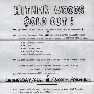 Hither Woods, mailing campaign, 1982 | Charlene Briand papers, Montauk Library Archives