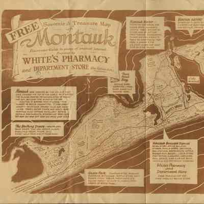 Souvenir and Treasure Map of Montauk: illustrated guide to places of unusual interest. Prepared by White's Pharmacy and Department Store.
