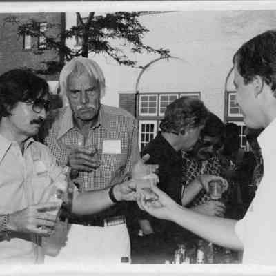 MVA Greenery Scenery Celebrity Bartenders Edward Albee and Balcomb Green | Harry and Phyllis Clemenz Collection, Montauk Library Archives