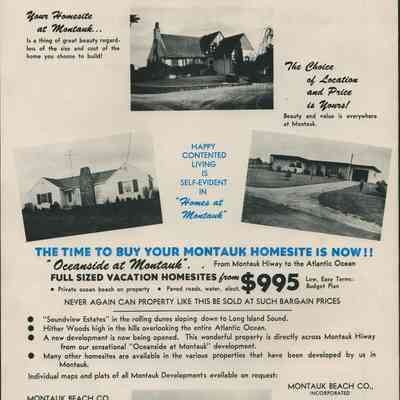 The Story Behind the Creation of Montauk Beach Co., Inc. and the Development of Montauk, Long Island, New York