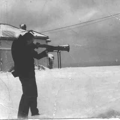 Soldiers posing in the snow at Montauk Point, c. 1940s | Montauk Library Archives