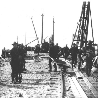 Building the railroad dock, Camp Wikoff, 1898 | Carleton Kelsey Collection, Montauk Library Archives