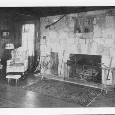 Two photographs of the interior of the Arthur Wood windmill house, undated.