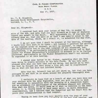 Carl G. Fisher and T. E. Ringwood Correspondence