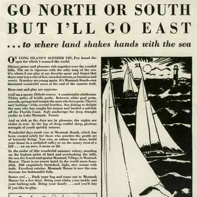 Montauk Beach Development Advertisement in the Sportsman, September, 1928 | George Nama Collection, Montauk Library Archives