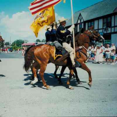 Teddy Roosevelt and the Rough Riders Reenactment Parade Through Montauk Village, Sept. 1998 | Montauk Library Archives