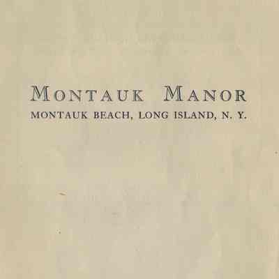 Montauk Manor Dinner Menu, June 22, 1939