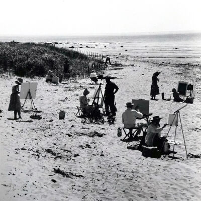 Victor D'Amico's Art Class at Coconuts Beach, 1962, Photography by Kathryn Abbe | Montauk Library Archives