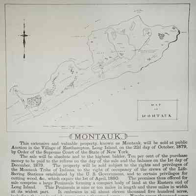[Broadside announcing the upcoming auction of the sale of Montauk Peninsula]