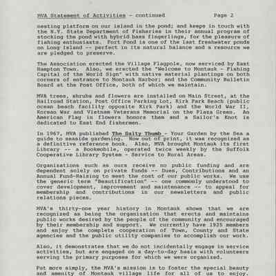 Statement of Activities, p. 2 | Montauk Village Association Materials, Montauk Library Archives